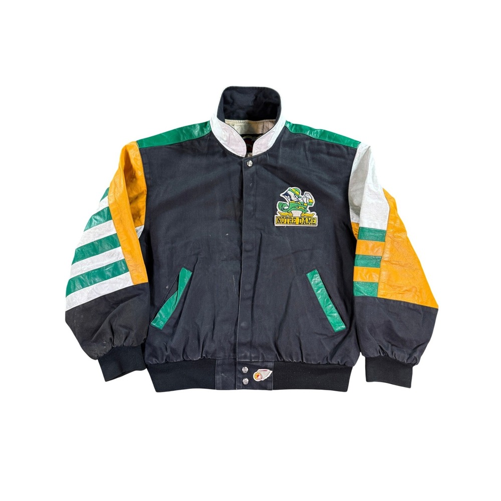 Jeff Hamilton Notre Dame Fighting Irish Varsity Jacket Mens Large Black Leather
